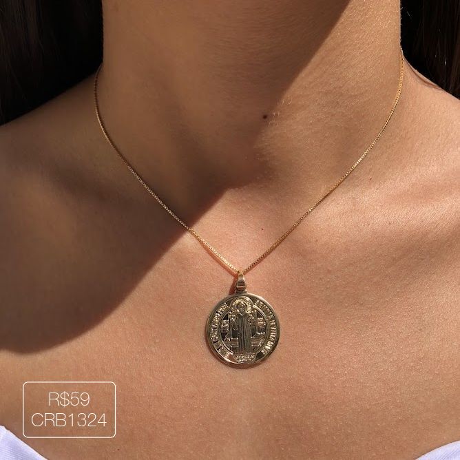 Colar de São Bento 2024 Liso Dourado